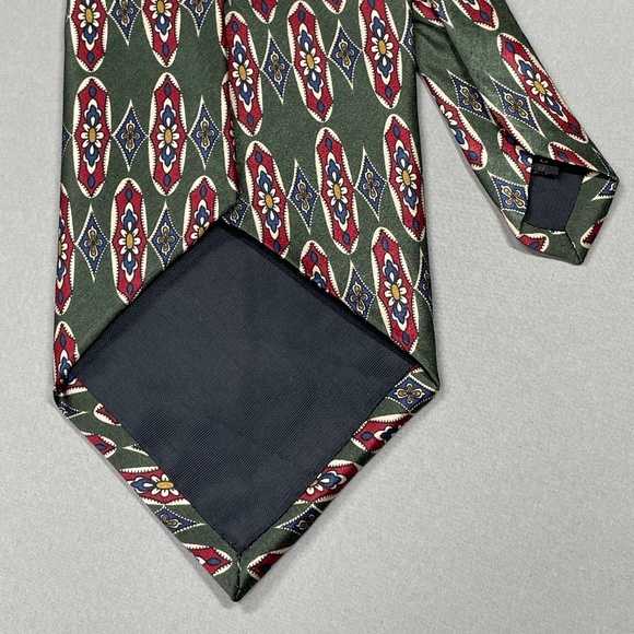 NEW Etienne Aigner Mens Tie green red silk floral graphic vintage designer - Picture 5 of 8